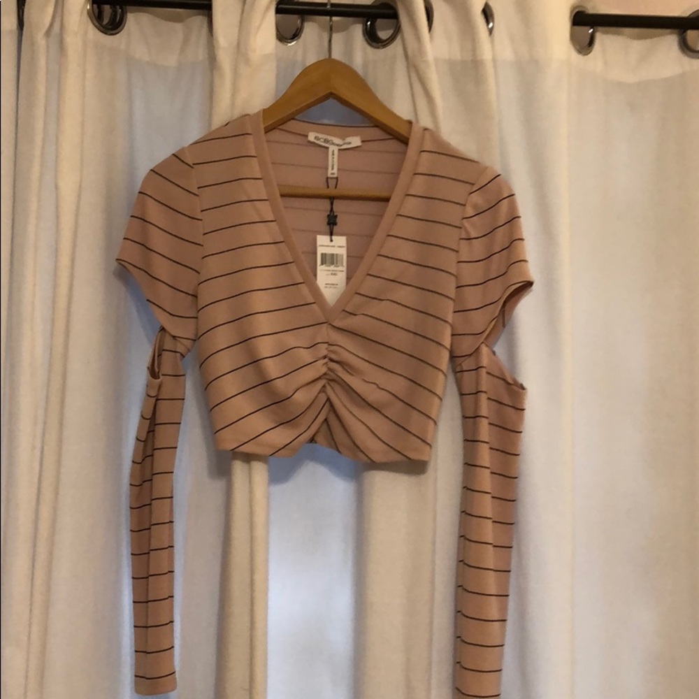 NWT BCBGen striped cut out crop top
